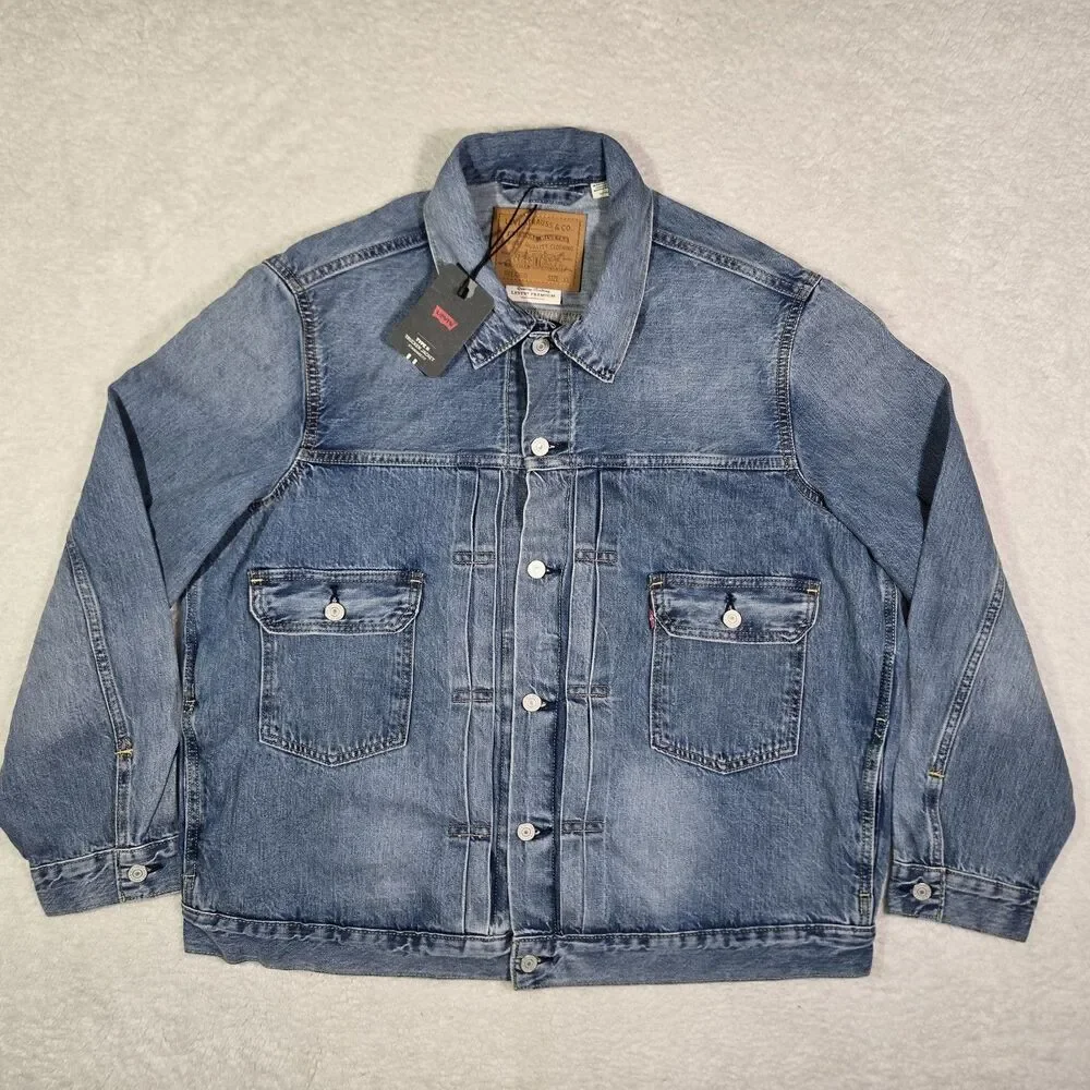 Levi's Premium Type II Two 2‎ Selvedge Denim Trucker Jacket Indigo Men Size XL